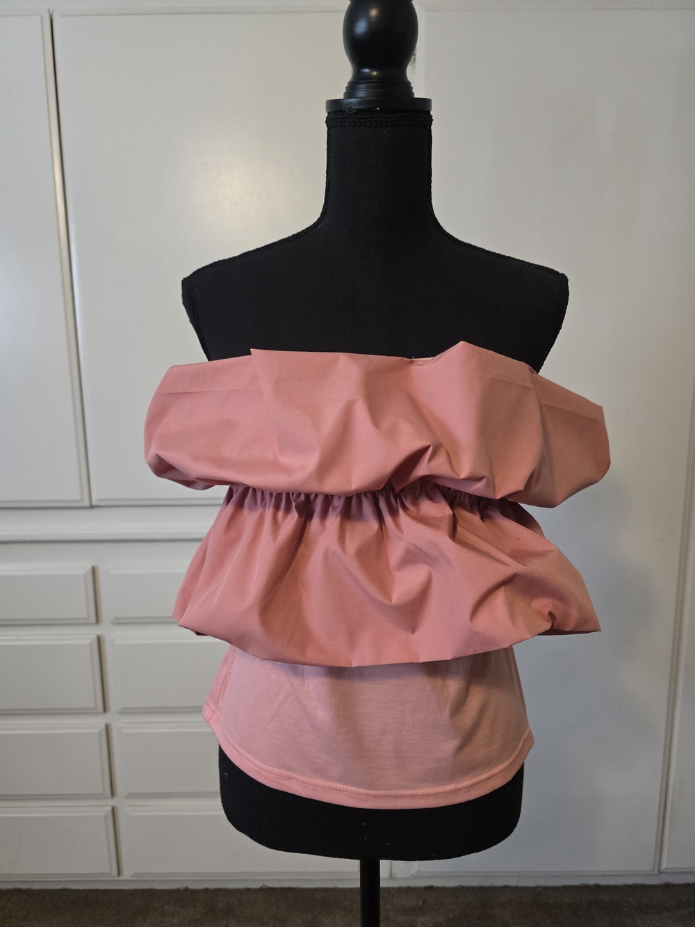 BiBi Dusty Strapless Ruffle Layered Crop Top